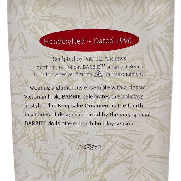 1996 Hallmark Keepsake Holiday Barbie Ornament Victorian Collectors Series - Picture 2 of 8